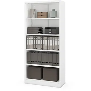 Jan Nowak Metallregal Ordnerregal, Stahl, 5 Ebenen, 90 x 195 x 40 cm | Vier höhenverstellbare Einlegeböden, je 40 kg Tragkraft, geschlossene Rückwand, Schraubmontage, für Büro und Archiv