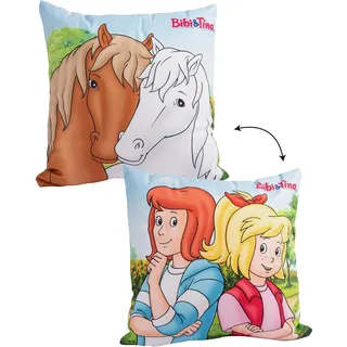 United Labels Bibi & Tina Kissen, Kopfkissen 30x30 cm, Bunt, Sofakissen Freundschaft, Dekokissen für Fans