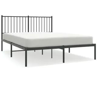 vidaXL Bettgestell mit Kopfteil Metall Schwarz 140x200 cm - Schwarz