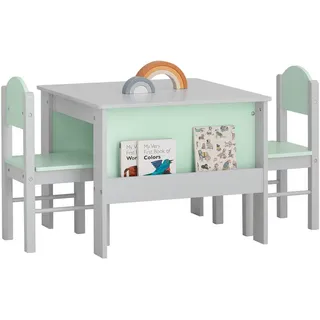 SoBuy Kindersitzgruppe Hellgrau , Grau , Holzwerkstoff, Holz , 60x60x48 cm , Schlafzimmer, Nachtkästchen