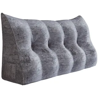Vercart Keilkissen Samt Ergonomisches Groß 140cm , Grau , Textil , Mode , Rechteckig , 20x140 cm , Ce , Heimtextilien, Wohntextilien, Kissen, Rückenkissen