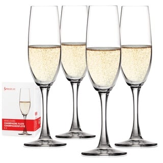 Spiegelau 4-teiliges Champagnerflöten-Set, Sektgläser, Kristallglas, 190 ml, Winelovers 4090187, Durchsichtig