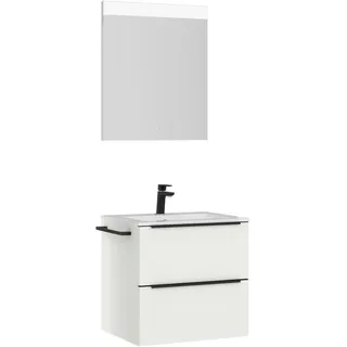 Nobilia Badezimmer , Schwarz, Weiß , Metall , 2,2 Schubladen , F , 61 cm , Goldenes M, Made in Germany , Griffeauswahl, hängend, Zusatzausstattung erhältlich, Typenvielfalt , Badezimmer, Badmöbelsets & Badmöbelserien, Badmöbel-Sets