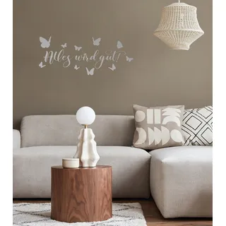 Home affaire Wandtattoo »Alles wird gut - Schmetterlinge« Wandaufkleber, selbstklebend, rückstandslos abziehbar, silberfarben
