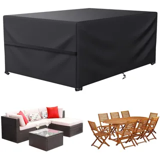 LCGOD Abdeckung Gartenmöbel Wasserdicht Tischabdeckung Outdoor 325x180x71cm | Abdeckplane gartenmöbel winterfest 600D Oxford Gewebe Winddicht UV-Beständiges Gartentisch Plane für Tische Möbelsets