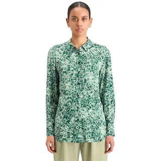 Scotch & Soda Viscose Printed Langarmhemd - Shibori Floral Green - 34