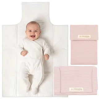 MIMUSELINA | Set mit tragbarer Wickelunterlage Unterwegs und Wickeltasche | Wasserdicht, Faltbar und aus 100% OEKO-TEX Baumwolle | Baby-Zubehör für unterwegs oder auf Reisen