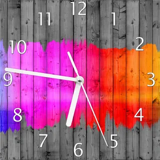 Wallario Design Wanduhr Holzpaneel - Bemaltes buntes Holz aus Echtglas, Größe 20 x 20 cm - Rosa
