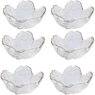 PIPITA 6 Stück Transparenz Kirschblüten Dessertschalen Gewürzschale Saucenschalen Glas Dipschalen Mini-Kristallschalen für Eiscreme Dessert Nachtisch Snack Ketchup, Sojasauce, Essig (Transparenz)