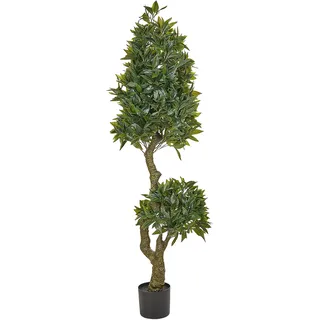 Beliani Kunstpflanze im Blumentopf 160 cm Grün/Schwarz Laurele