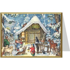 Richard Sellmer, Grusskarte + Briefpapier, 99205 - Weihnachtskarte - Weihnachten am Stall