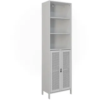 Vicco Hochschrank Liora Weiß 48 x 170 cm mit 2 Türen , Holzwerkstoff , 3 Fächer , Rechteckig , 48x170x29 cm , Badezimmer, Badmöbel, Hochschränke