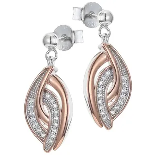 Orphelia Damen-Ohrhänger 925 Silber teilvergoldet Zirkonia weiß Rundschliff 2.2 cm - ZO-7251