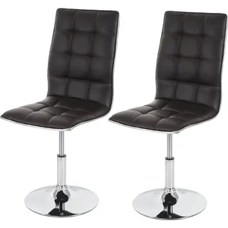 2er-Set Esszimmerstuhl HWC-C41, Stuhl Küchenstuhl, höhenverstellbar drehbar, Kunstleder - braun - Braun