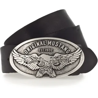 MUSTANG Koppelgürtel Vintag-Schließe mit Adler, 4 cm, Used-Look, schwarz