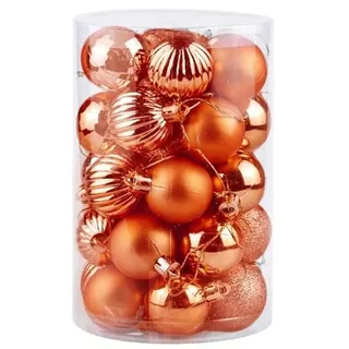 34 Stück Kunststoff Weihnachtskugeln,Christbaumkugeln Set Weihnachtskugeln Weihnachtsbaumschmuck Baumkugeln Weihnachtsbaum Deko Aufhänger Ornamente für Weihnachtsfeier ∅40mm, Orange