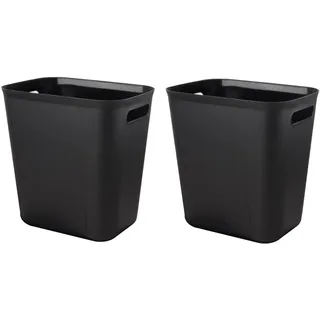 UUJOLY Kunststoff-Mülleimer, Abfalleimer, Korb für Badezimmer, Küche, Büro, Kinderzimmer, schwarz, 10 l, 2 Stück