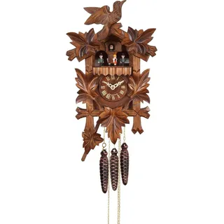 Engstler - 532_MT - Kuckucksuhr - 1-Tag-Kettenzugwerk - Nussbaum - mit Musik mit Tanzpaar - 35 cm