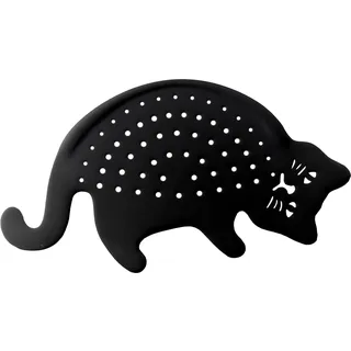 Fisura - Originelles halbmondförmiges Sieb. Katzenförmiges Nudelsieb. Schwarzes Küchensieb. Mehrzweck-Sieb 33 x 17,5. ABS