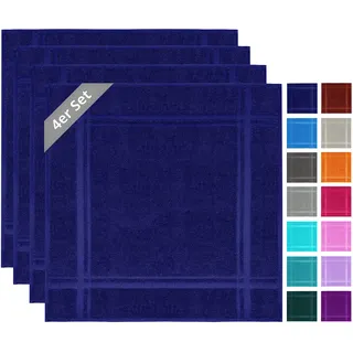 Lashuma Küchenhandtücher Frottee 50 x 50 cm, 4er Set, 100% Baumwolle, 450 g/m2, Marine Blau