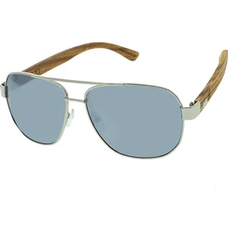VeyRey aus Holz Herrensonnenbrillen Piloten Pent silbernes Glas - Grau
