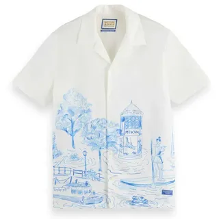 Scotch & Soda Tencel Placement Print Kurzarmhemd - Canal Boats Aop - S