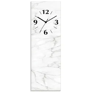 ARTland Wanddeko Wanduhr ohne Tickgeräusche aus Glas Funkuhr 20x60 cm Rechteckig Lautlos 20x60 cm Weiße Marmor Stein Optik U1RF
