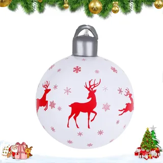 Aufblasbare Weihnachtskugeln 40cm Groß Weihnachten Aufblasbar Ball PVC Riesen Aufblasbarer Weihnachtsball Groß Weihnachtskugeln Ornamente Weihnachtsdekoration Für Hof Rasen Veranda (Weiß)