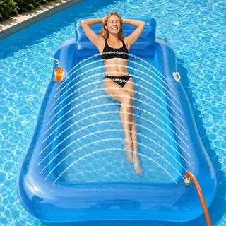 Aufblasbare Tanning Pool,Aufblasbarer Sonnenpool mit Getränkehalter,Aufblasbares Schwimmbett,Amphibisch Luftmatratze Wasser Erwachsene Geeignet für Schwimmbäder, Strände, Gärten
