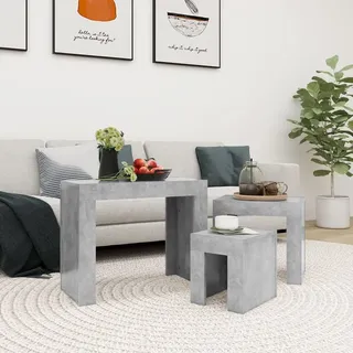 vidaXL Satztische 3-tlg. Betongrau Holzwerkstoff - Grau
