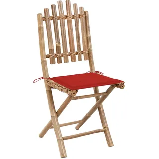vidaXL Klappbare Gartenstühle 2 Stk. mit Kissen Bambus - Rot