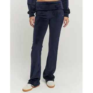 Samthose TALLY WEIJL "SPAPEVOLDY", Damen, Gr. 40, N-Gr, nuit, Sweatware, Obermaterial: 94% Polyester, 6% Elasthan, unifarben, bootcut fit lang, Hosen Samthose, Materialmix, Bootcut, Mid Waist, aus Samt mit Bündchen zum Umschlagen