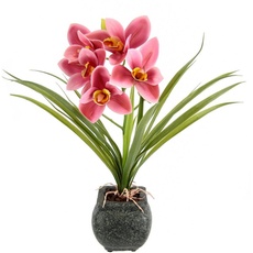 Bild Kunstblume »Orchidee«, Mit Blätter im Topf aus Zement Künstliche Blume Cymbidium-Orchidee, rosa