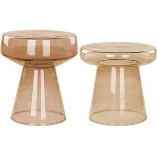 Beliani Beistelltisch 2er Set Laguna/Caldera Glas Goldbraun