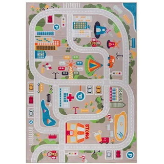 Mazovia Kinderteppich Bunt Straße - 120 x 170 cm , Multicolor , Textil , Gepunktet , Rechteckig , 120x170 cm , Oeko-Tex® Standard 100 , für Fußbodenheizung geeignet, für Hausstauballergiker geeignet, in verschiedenen Größen erhältlich, pflegeleicht, strapazierfähig , Teppiche und Böden, Teppiche, Kinderteppiche