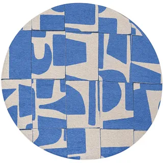 Louis De Poortere Teppich Campanula Craft Papercut 240/240 cm , Blau , Textil , Grafikmuster , Rund , 240x240 cm , Oeko-Tex® Standard 100 , antistatisch, pflegeleicht, rutschfeste Unterfläche, für Fußbodenheizung geeignet, UV-beständig, waschbar , Teppiche und Böden, Teppiche