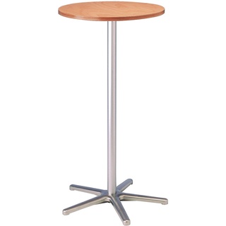 Maul Stehtisch Ø60x110cm | Ergonomischer Tisch für Arbeiten im Stehen | Tischplatte 60 cm | Stehpult für Büro, Bistro und Küche | Stabiler Sternfuß aus Aluminium | Gestell Silber | Platte Braun