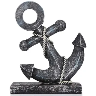 H&W Boot Anker Statue 8.5" H,Harz Skulpturen,Anker Modell Figuren für Männer,Kunst Statue Ornamente für Home Büro Wohnzimmer Bücherregal Tisch Desktop Nautische Dekor (Blau)