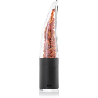 AdHoc Chilischneider Pepe | Design Chilimühle für getrocknete Chilis | Original SchneidWerk mit Edelstahl-Mikroklingen für feine Chiliflocken, Gewürzmühle inkl. Aromaschutzkappe und Dosierhilfe