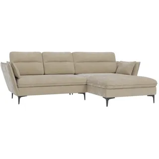 S-Style Möbel Ecksofa Mira Beige Samt-Stoff , Textil , Echtholz,Birke , Füllung: Silikon,Silikon,Komfortschaum , L-Form, Ottomane rechts, Eckteil,L-Form , 260x168 cm , Hergestellt in Europa, Oeko-Tex® , Wohnzimmer, Sofas & Couches, Wohnlandschaften, Ecksofas