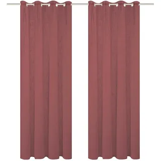HOMEbasics Ösenvorhang , Beere , Textil , Uni , 140x225 cm , Leinenoptik , Heimtextilien, Vorhänge, Fertigvorhänge, Ösenvorhänge