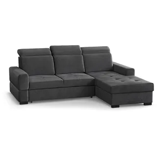 Ecksofa AXEL MINI - Wohnlandschaft, Polstersofa, Polstercouch [RECHTE Seite - Dunkelgrau: Voss 18] - Dunkelgrau