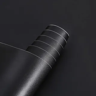 Arthome Schwarz Matt Klebefolie, Selbstklebende Tapete für Möbel, Küche, Schränke, Tische, Wand - 30x254cm Dekorative Vinyl Möbelfolie - Modern DIY Wandverkleidung