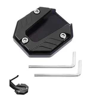 FIMWOLZ Motorrad Seitenständer Auflage 1x Schwarz – Rutschfest, stabiler Stand auf Gras, Sand & Asphalt. Inkl. 2 Innensechskantschlüssel.