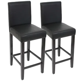 Mendler 2er-Set Barhocker Barstuhl M37 Kunstleder schwarz, dunkle Füße