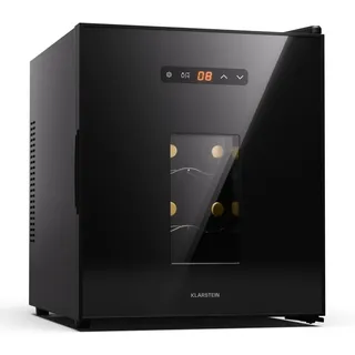 Klarstein Freistehender Weinkühlschrank, 1 Zonen Getränkekühlschrank Klein, Kleiner Weinschrank, Wein-Kühlschrank mit Glastür, Leiser Flaschenkühlschrank für Wein & Bier, 5-22°C, 16 Flaschen