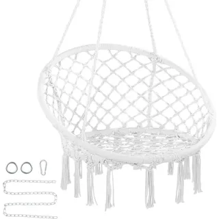 Hängesessel Hängestuhl Hängeschaukel Hängesitz 800x625x1200mm 150kg Weiß - Komfortabeler Hängesitz für Innen und Außen - Ideal für Garten, Balkon und Wohnzimmer