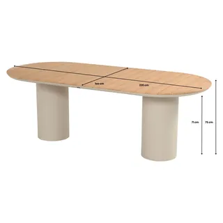 Gartentisch Valencia | 220x100cm | Sand | Aluminium und Teakholz | Hartman