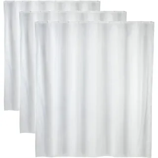 WENKO Duschvorhang 180x200 cm Uni weiß, H200 x B180 cm (Packung mit 3)