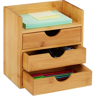 Relaxdays Schubladenbox 26,5 x 24,2 x 17,7 cm 3-tlg. braun